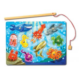 Melissa & Doug - Magnetic Wooden Fishing Game  With Wooden Ocean Animal Magnets
