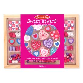 Melissa & Doug - Sweet Hearts Wooden Bead Set With 120+ Beads and 5 Cords for Jewelry-Making