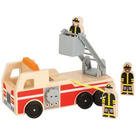 Melissa & Doug - Wooden Fire Engine With 3 Firefighter Play Figures