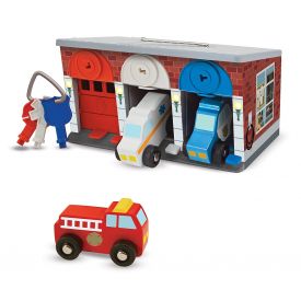 Melissa & Doug Toy Keys & Cars Wooden Rescue Vehicles and Garage (7 pcs)