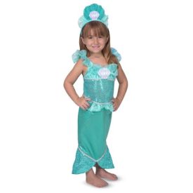 Melissa and Doug Mermaid Role Play Costume Set - Gown With Flaired Tail, Seashell Tiara