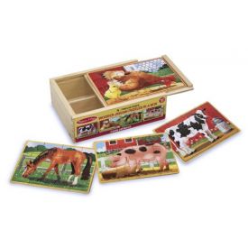 Melissa and Doug Farm 4-in-1 Wooden Jigsaw Puzzles in a Storage Box 