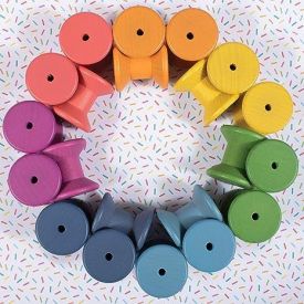 TickiT Rainbow Wooden Spools - Set of 21 - Assorted Colors