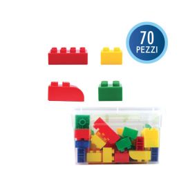 Midi building blocks  - assorted colours - trunk of 70 pieces