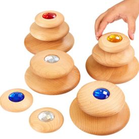 TTS Sensory Wooden Jewel Pebbles 12pk