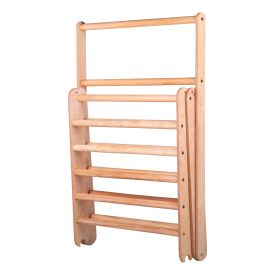 Indoor exercise equipment made of wood – climbing triangle with rungs and climbing surface on both sides