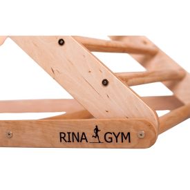 Indoor exercise equipment made of wood – climbing triangle with rungs and climbing surface on both sides